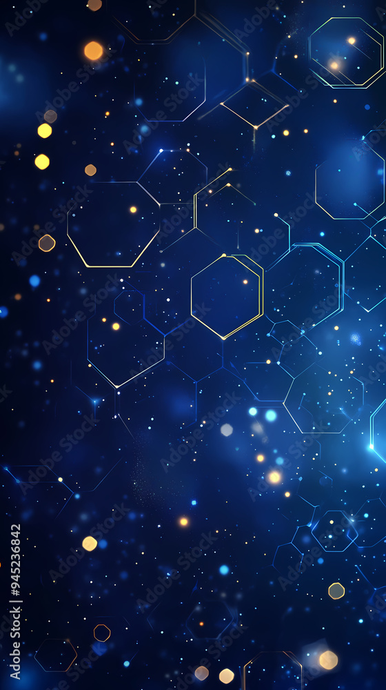 Fototapeta premium Abstract background with blue hexagons of technological elements