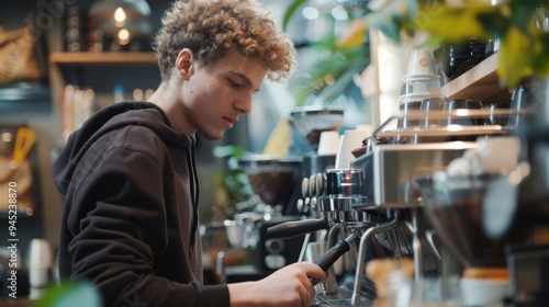 Young Barista Preparing Espresso