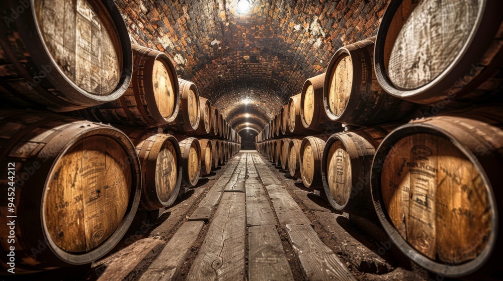 Wine Cellar with Wooden Barrels Wine Cellar with Wooden Barrels