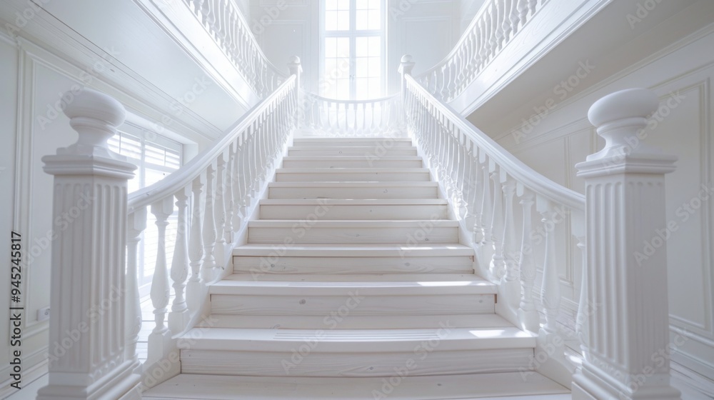 Elegant White Staircase with Natural Light Elegant White Staircase with Natural Light