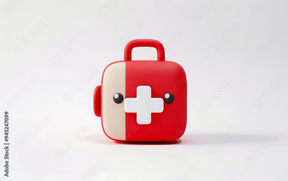 First aid kit isolated on white background. 3d render illustration. First aid kit isolated on white background. 3d render illustration.