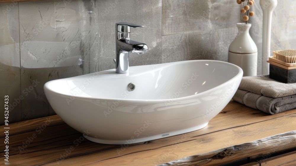 Fototapeta premium Modern Bathroom Vanity with Vessel Sink