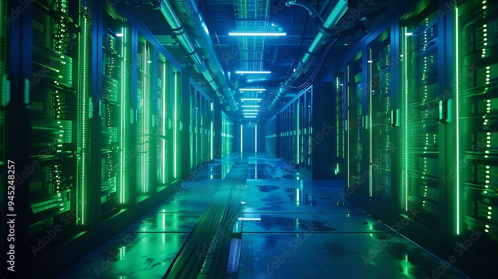 Server Room with Neon Lights Server Room with Neon Lights