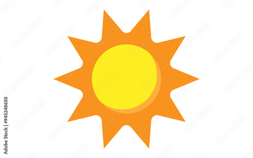 Sun icon vector image, editable orange sun icon Sun icon vector image, editable orange sun icon