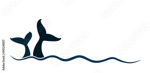 The blue wave symbol with whales tails.