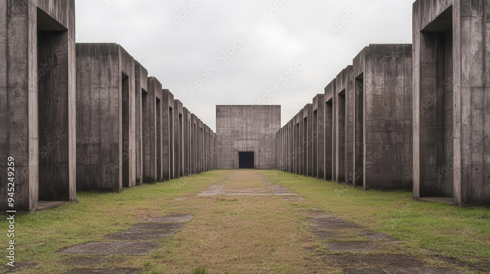 A Neo Brutalist industrial complex with heavy, angular architecture and minimal decoration, Neo Brutalism, industrial complex, angular A Neo Brutalist industrial complex with heavy, angular architecture and minimal decoration, Neo Brutalism, industrial complex, angular