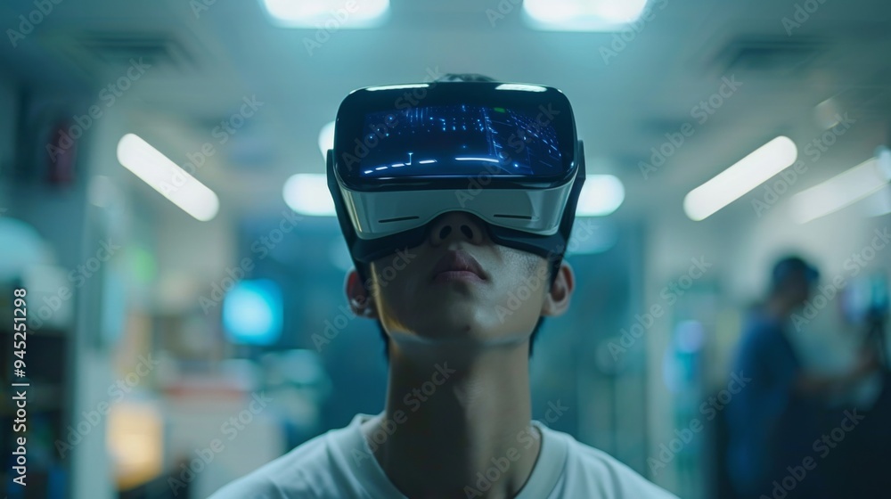 A Man Immersed in Virtual Reality A Man Immersed in Virtual Reality