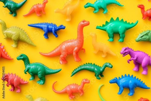 The background is colorful and filled with various animal toy figures