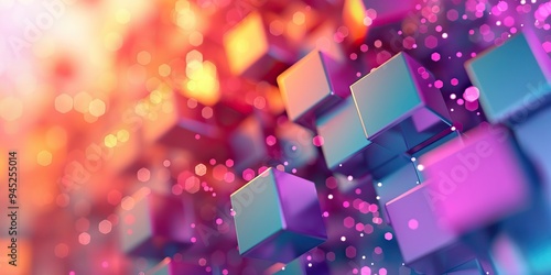 Colorful cubes with gradient colors in an abstract background