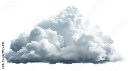 Isolated Puffy Cumulus Cloud Against White Background