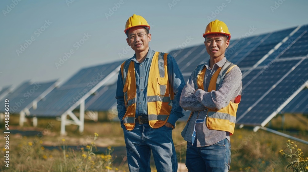 Engineers at Solar Power Plant Engineers at Solar Power Plant