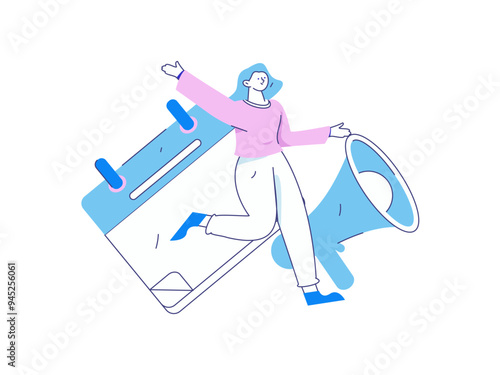 Notification announcement vector creative flat hand drawn illustration
