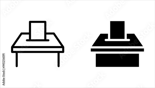 Ballot box simple icon set, Outline ballot vector icon for web design isolated on white background
