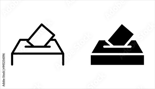 Ballot box simple icon set, Outline ballot vector icon for web design isolated on white background