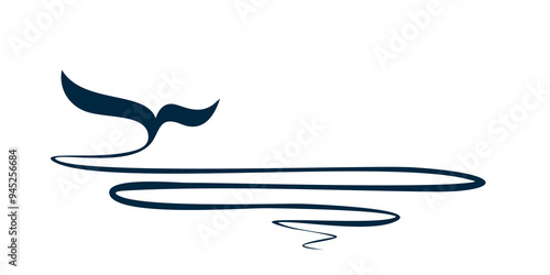 The stylized seagull symbol in the sea.