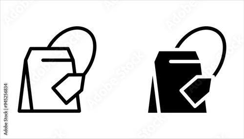 Tea bag icon set. Teabag vector symbol on white background
