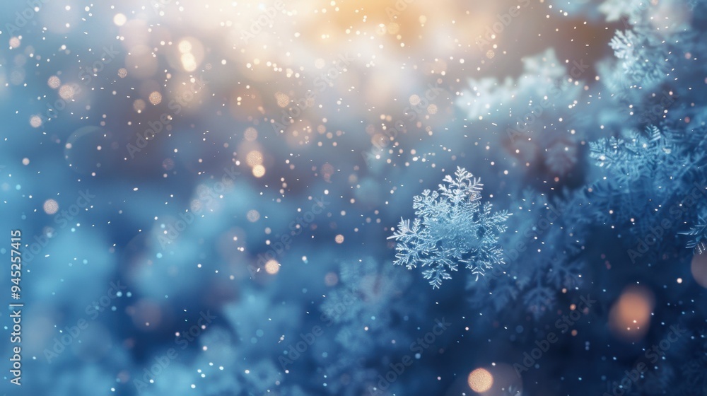 Frosty snowflakes, soft sparkles background, gentle blur, serene and wintery. Frosty snowflakes, soft sparkles background, gentle blur, serene and wintery.