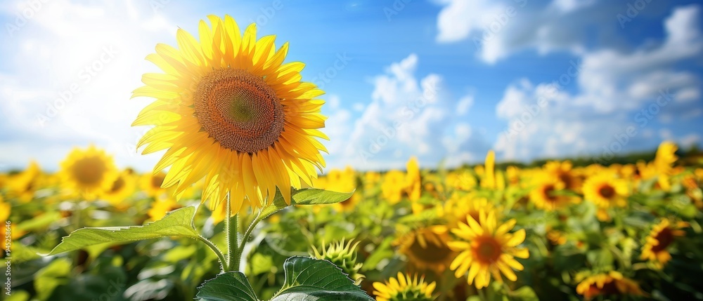 Vibrant Sunflowers Blooming in a Picturesque Summer Field Vibrant Sunflowers Blooming in a Picturesque Summer Field