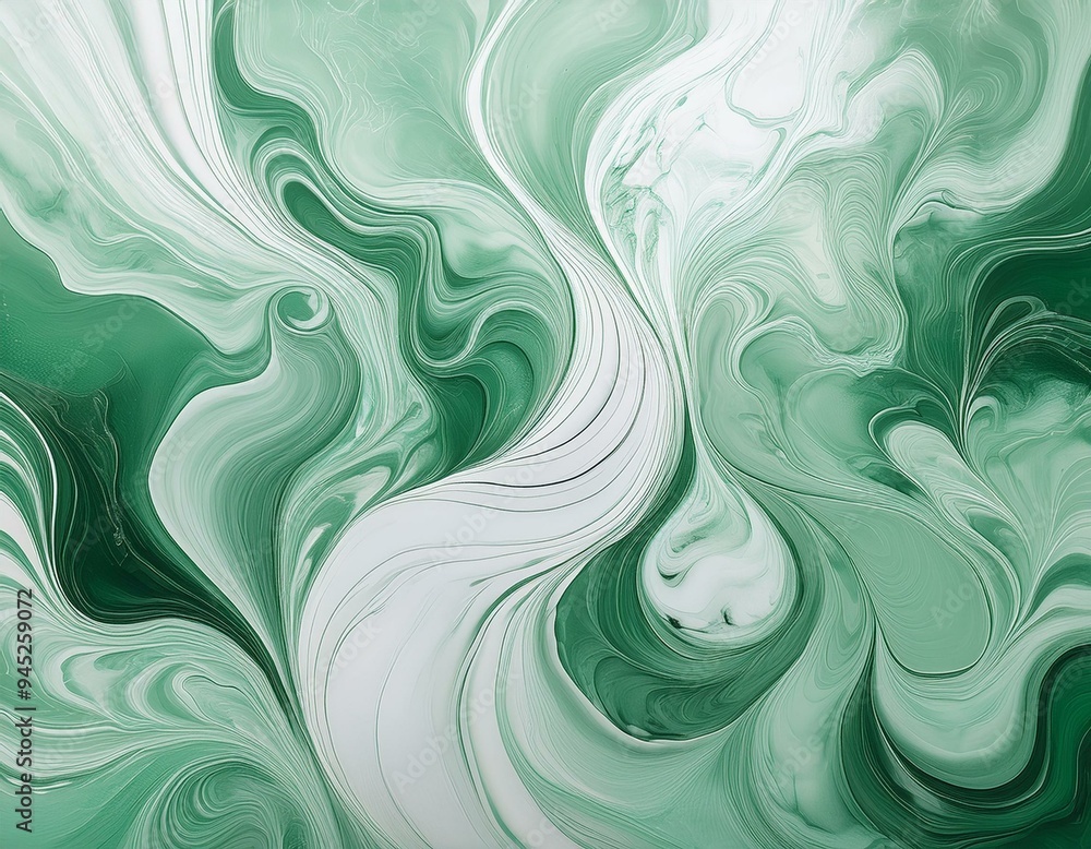 Fototapeta premium Minimalistic Marble Background with Soft Flowing Patterns in Pastel Green and White