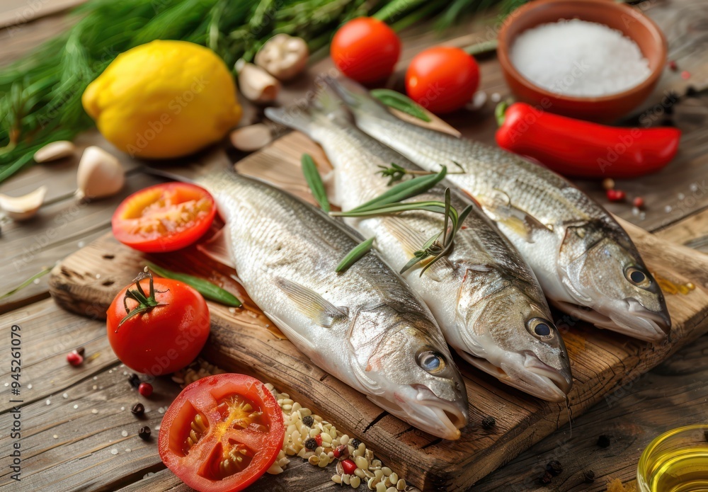 Fresh Fish on a Wooden Cutting Board Fresh Fish on a Wooden Cutting Board