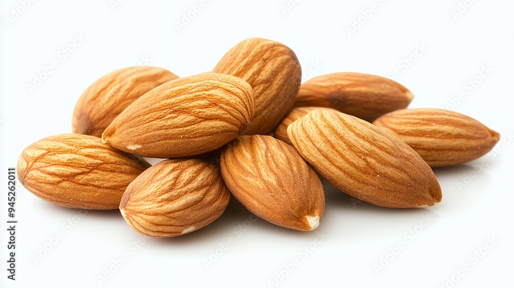 A pile of almonds showcasing their textured shells and natural color. A pile of almonds showcasing their textured shells and natural color.