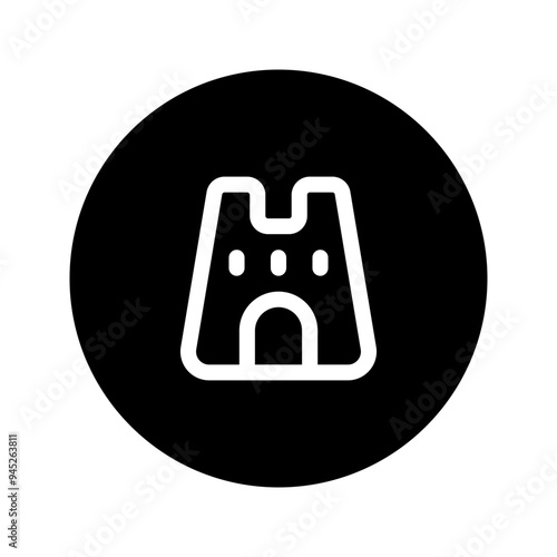 sand castle line circular icon