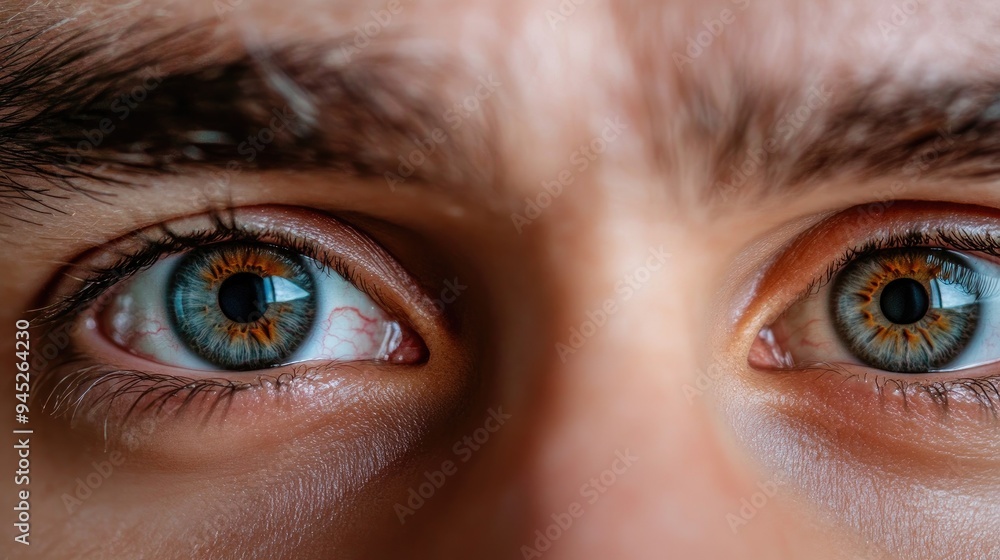 Close up of human eye with blue and brown iris Close up of human eye with blue and brown iris