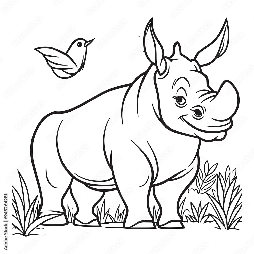 Rhinoceros with a bird Rhinoceros with a bird