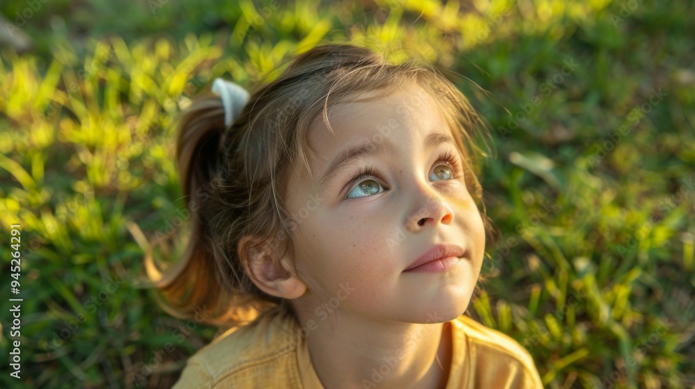 Young Girl Looking Up Outdoors Young Girl Looking Up Outdoors