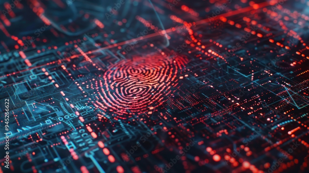 Digital Fingerprint Scan on Circuit Board Digital Fingerprint Scan on Circuit Board