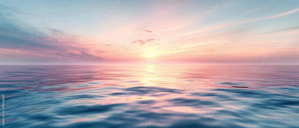 Tranquil Pastel Colored Dawn Breaking over a Serene Sea Tranquil Pastel Colored Dawn Breaking over a Serene Sea