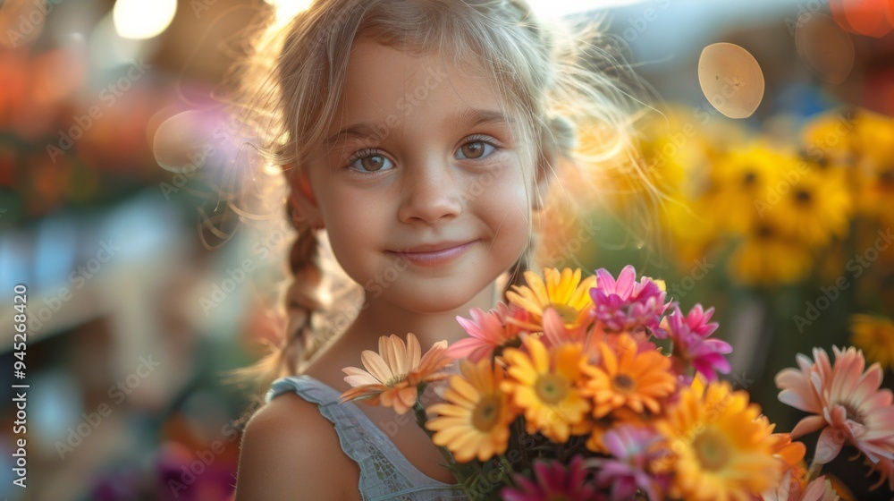 Fototapeta premium Girl with flowers