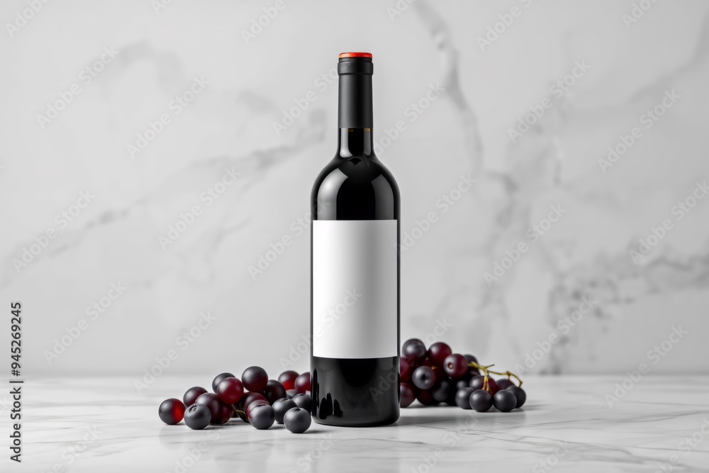 Obraz premium High-quality wine bottle mockup, perfect for showcasing label designs and branding. Includes realistic 3D rendering with customizable packaging options. Ideal for product visualization.