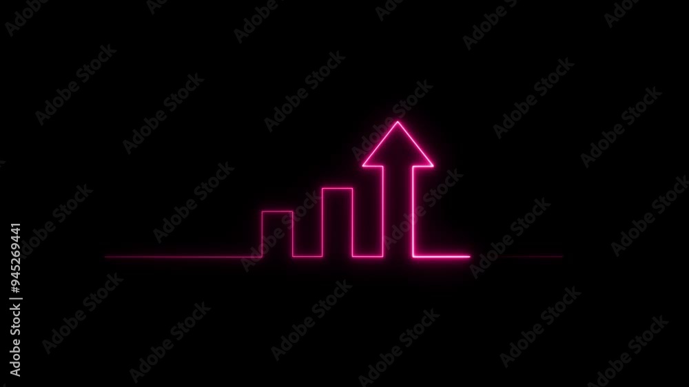 Glowing neon line Financial growth increase icon isolated on black background.Colorful outline concept. business graph. Arrow graph Glowing neon line Financial growth increase icon isolated on black background.Colorful outline concept. business graph. Arrow graph