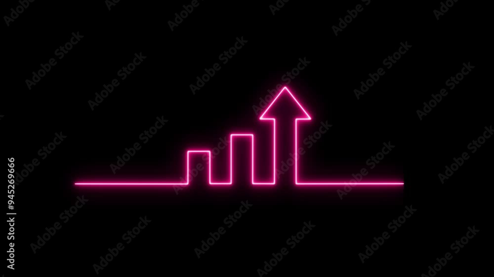 Glowing neon line Financial growth increase icon isolated on black background.Colorful outline concept. business graph. Arrow graph Glowing neon line Financial growth increase icon isolated on black background.Colorful outline concept. business graph. Arrow graph