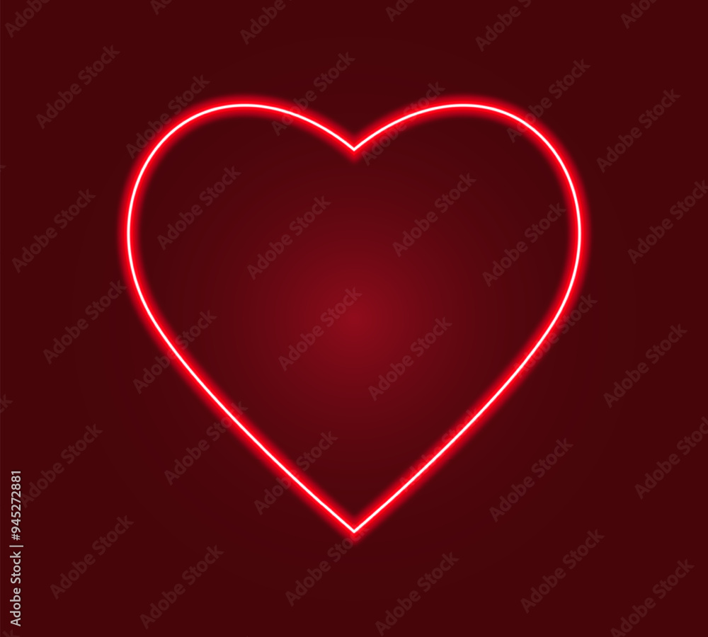 Red neon heart, heart shape symbol lights up with background. Red neon heart, heart shape symbol lights up with background.