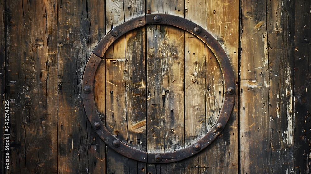 Rustic Wooden Door with Circular Frame Rustic Wooden Door with Circular Frame
