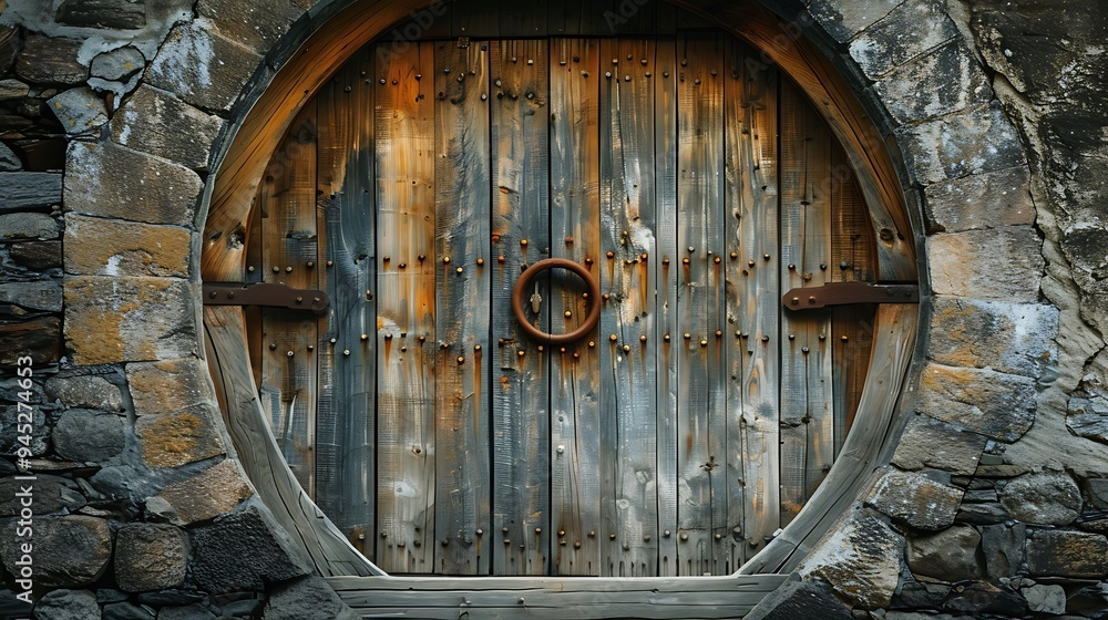 Rustic Wooden Door with Circular Frame Rustic Wooden Door with Circular Frame