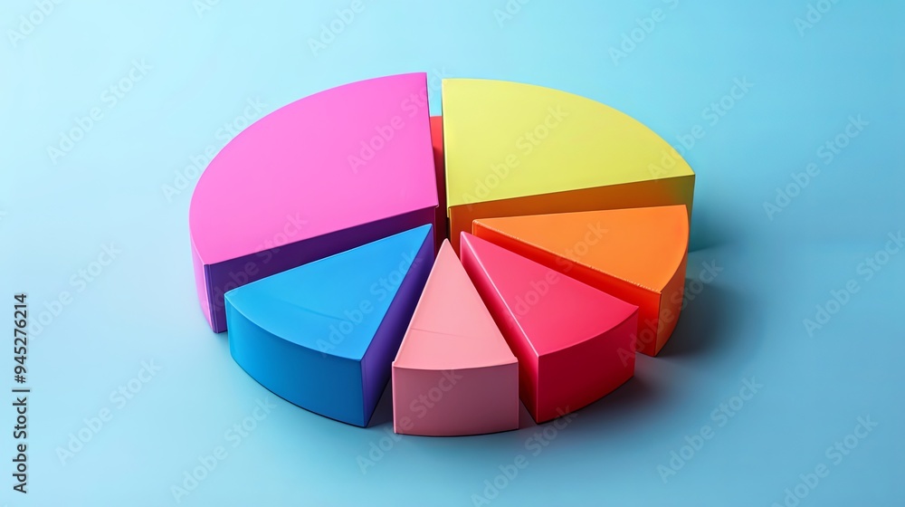 Obraz premium A pie chart showing skill distribution, solid color background