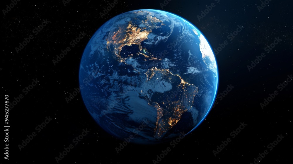Fototapeta premium Earth from Space at Night