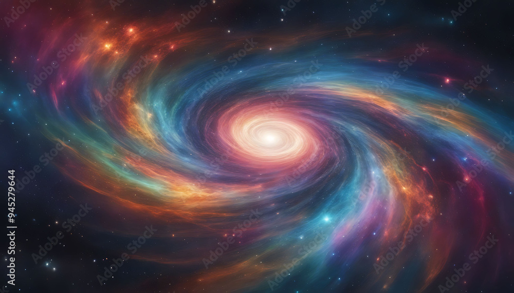 A Colorful Spiral Galaxy with Stars and Nebulas A Colorful Spiral Galaxy with Stars and Nebulas