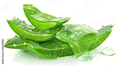 Aloe Vera Leaf with Water Drops