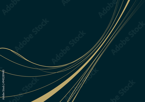 抽象的なウェーブのビジネス背景。美しい流れの曲線。ラグジュアリーで高級感のあるゴールドのライン。