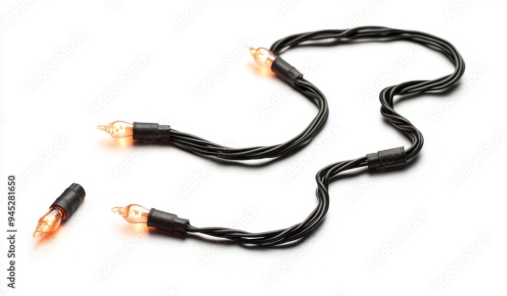 Fototapeta premium Isolated string of christmas lights with clipping path on white background.