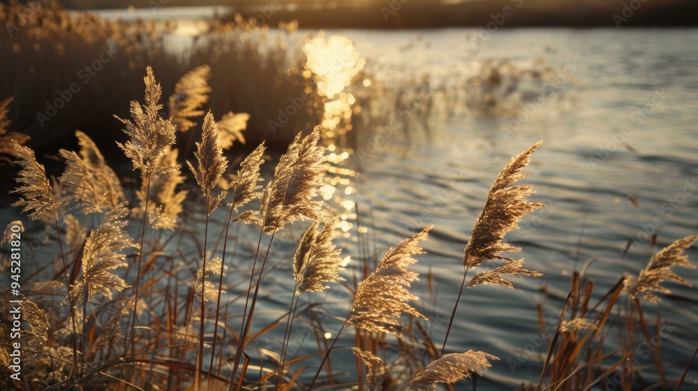 Tranquil Serenity. Peaceful riverbank at dusk Tranquil Serenity. Peaceful riverbank at dusk