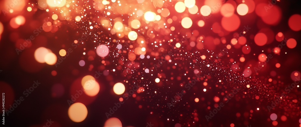 Defocused abstract red, gold, and black glitter lights. Defocused abstract red, gold, and black glitter lights.