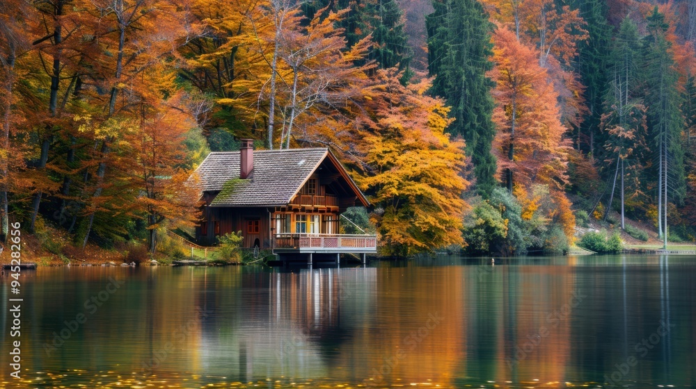 Tranquil Autumn Retreat. Nature's Serenity concept Tranquil Autumn Retreat. Nature's Serenity concept