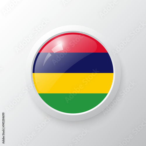 Free Download 3D Button with Mauritius flag. as round glossy icon on background isolated. Vector illustration eps 10.	
 - GFXLoad
