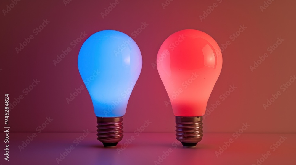 Red and Blue Light Bulbs. Red and Blue Light Bulbs.