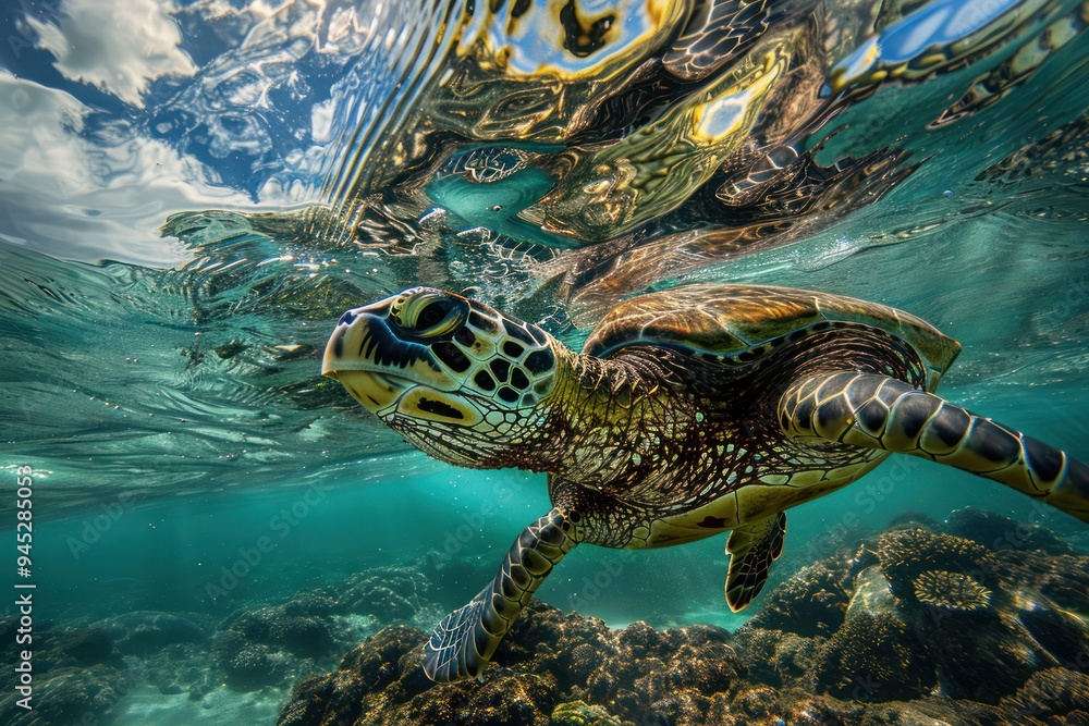 Obraz premium Sea Turtle Underwater